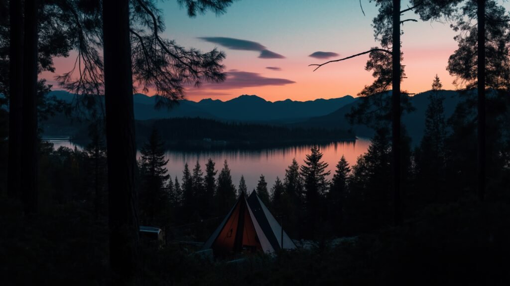 romantic-view-of-evening-camping-by-the-lake-free-image